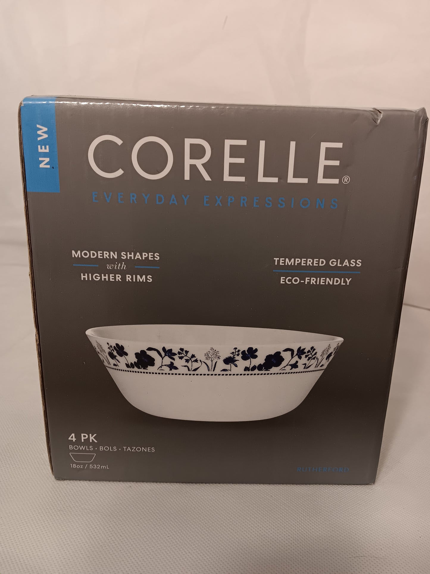 Corelle everyday expressions tempered glass bowls, pack of 4, brand new in box 18oz