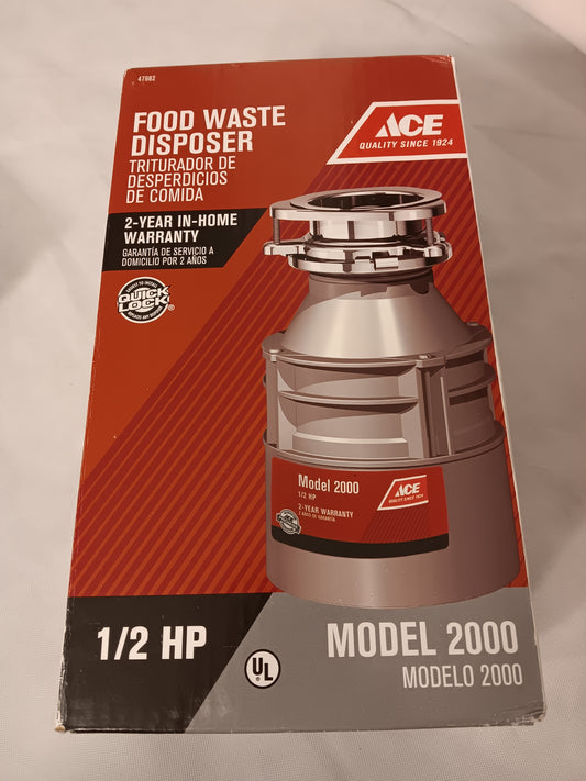 Ace food waste disposer  1/2 hp model 2000 brand new in the box